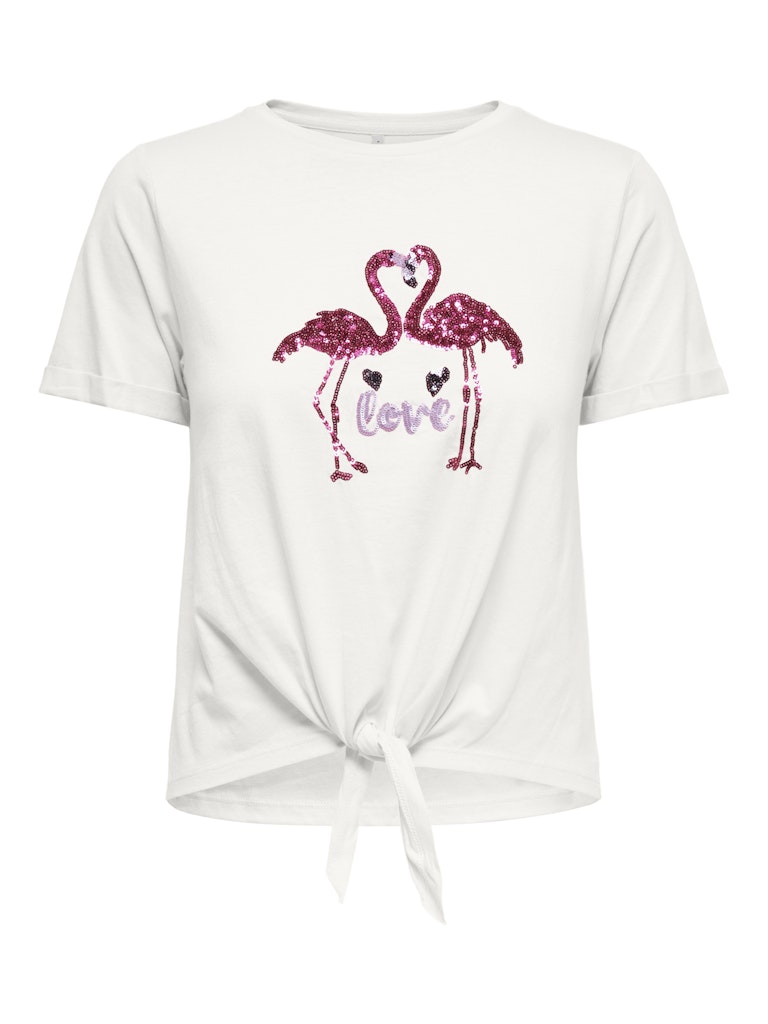 Onldora S/s Knot Fold-up Top Jrs - Off-white