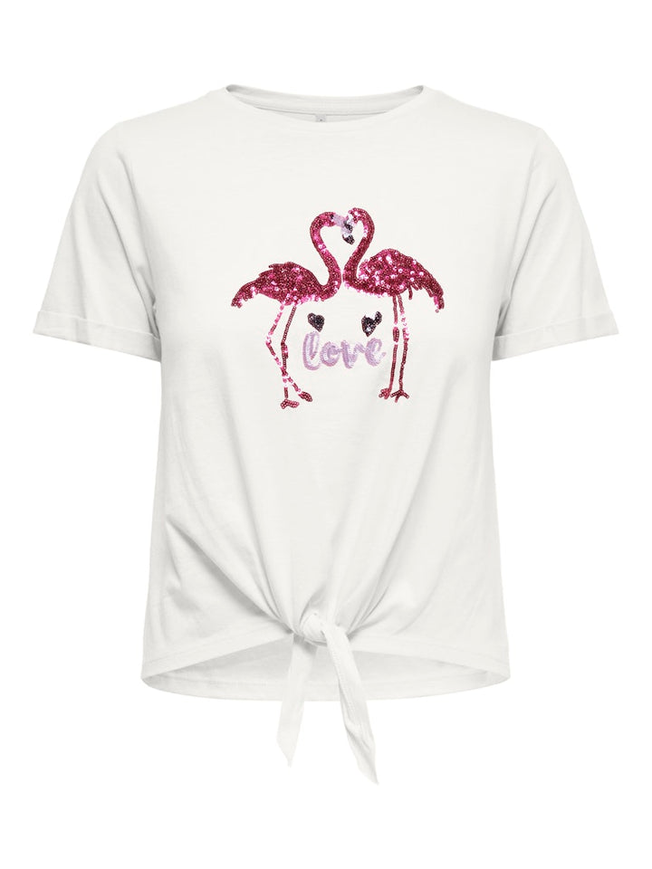 Onldora S/s Knot Fold-up Top Jrs - Off-white