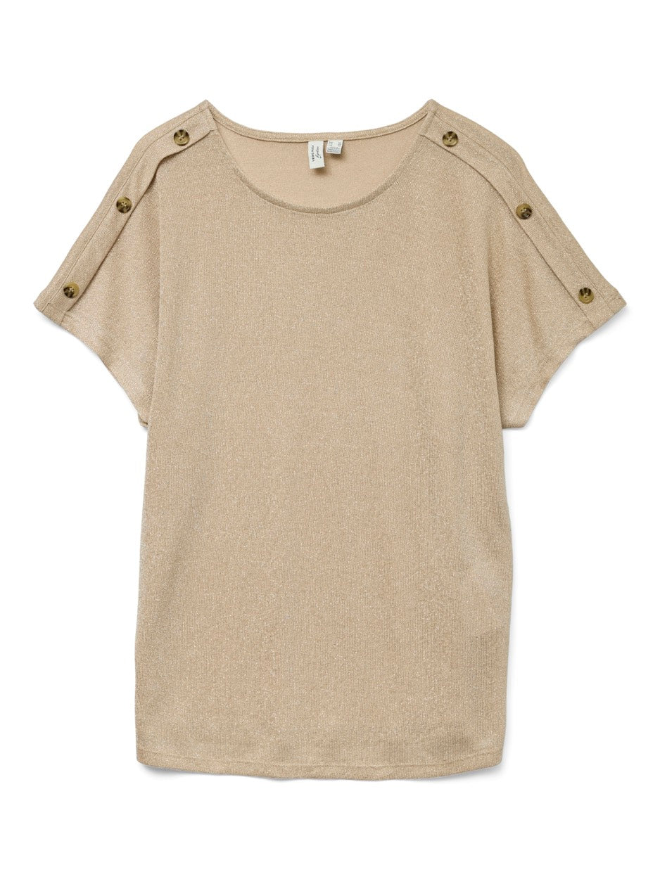 Vmbrook S/s O-neck Top Jrs Btq Ga - Beige