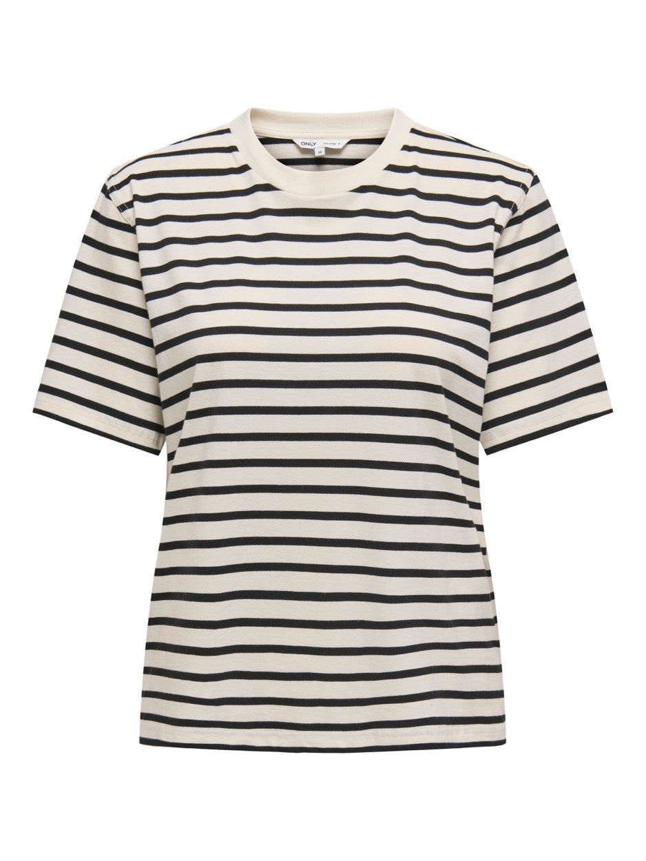 Onllivina S/s Stripe Tee Jrs Noos - Ecru Dessin