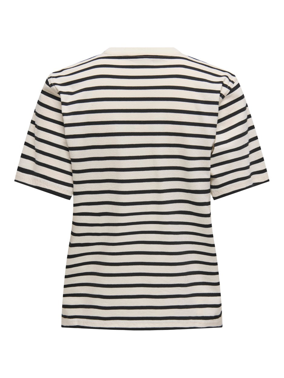 Onllivina S/s Stripe Tee Jrs Noos - Ecru Dessin