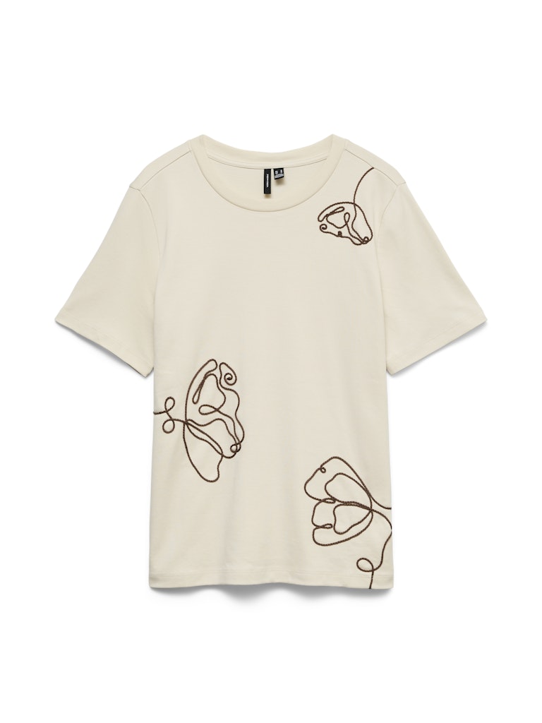 Vmirene Ss O-neck T-shirt Jrs - Ecru Dessin