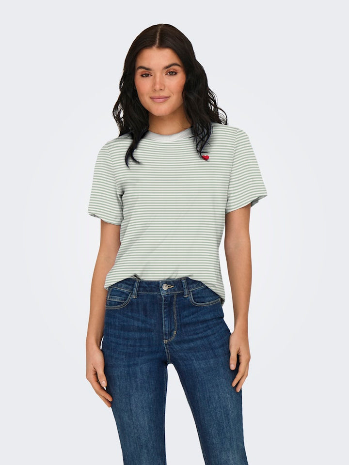 Jdypisa S/s Print Top Jrs Noos - Ecru Dessin