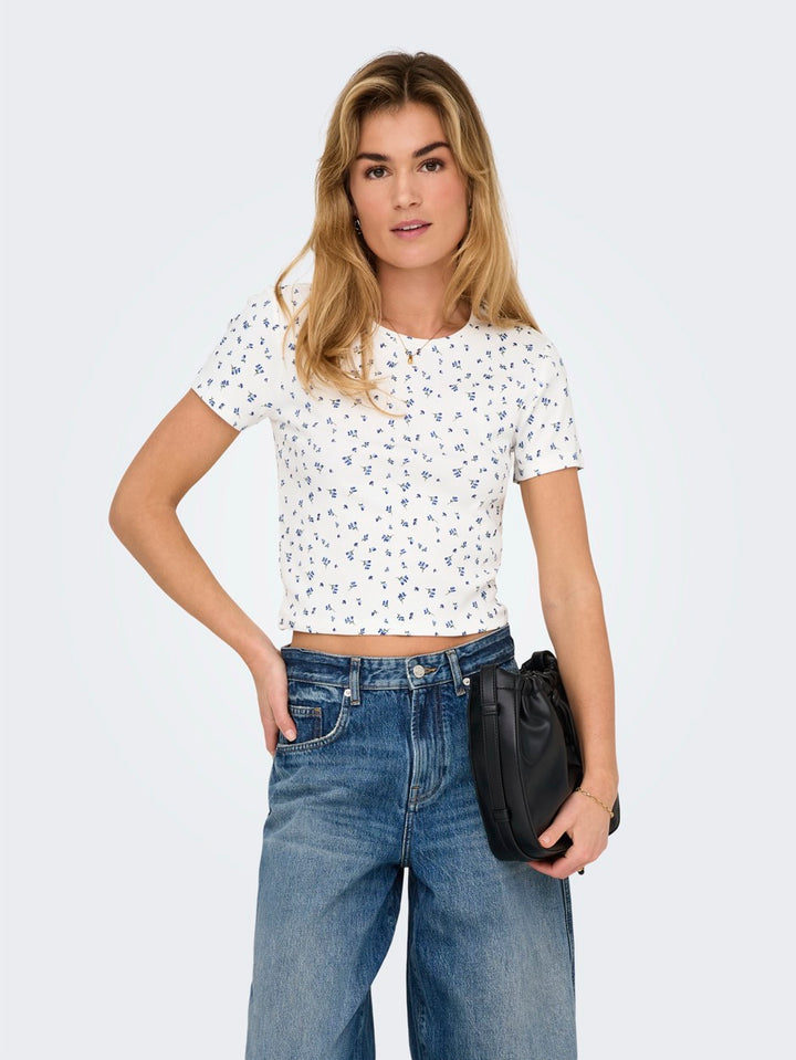 Onlfenja Life Ss Aop Top Jrs Noos - Wit Dessin