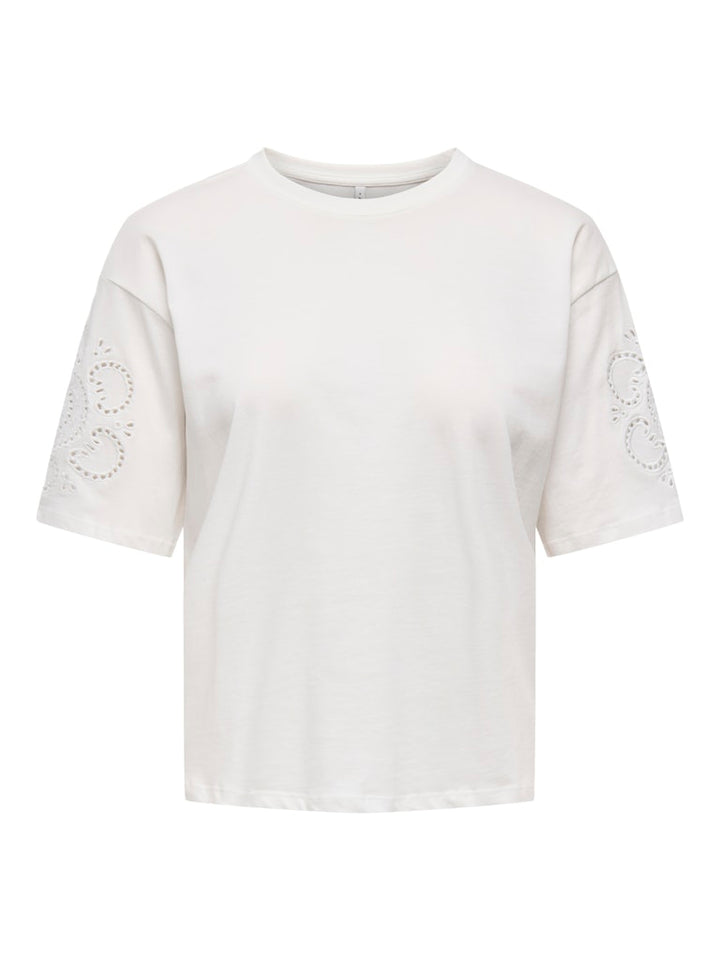 Onltally S/s Round Neck Box Top Jrs - Wit Dessin