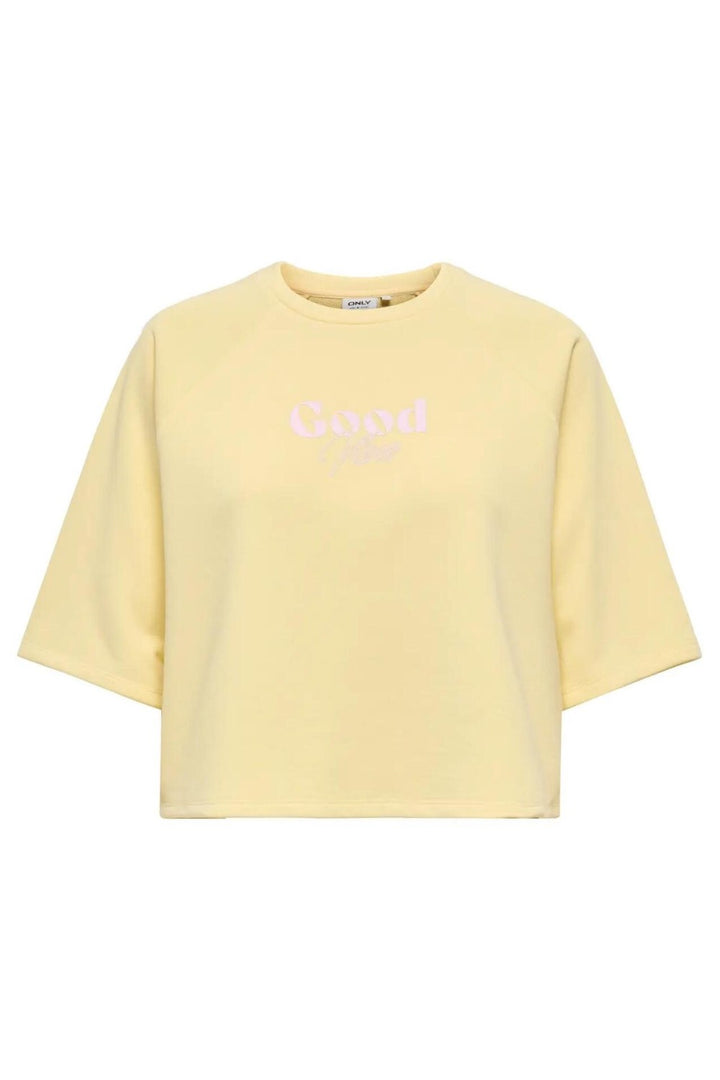 Onlcora S/s Print O-neck Ub Swt - Licht Geel