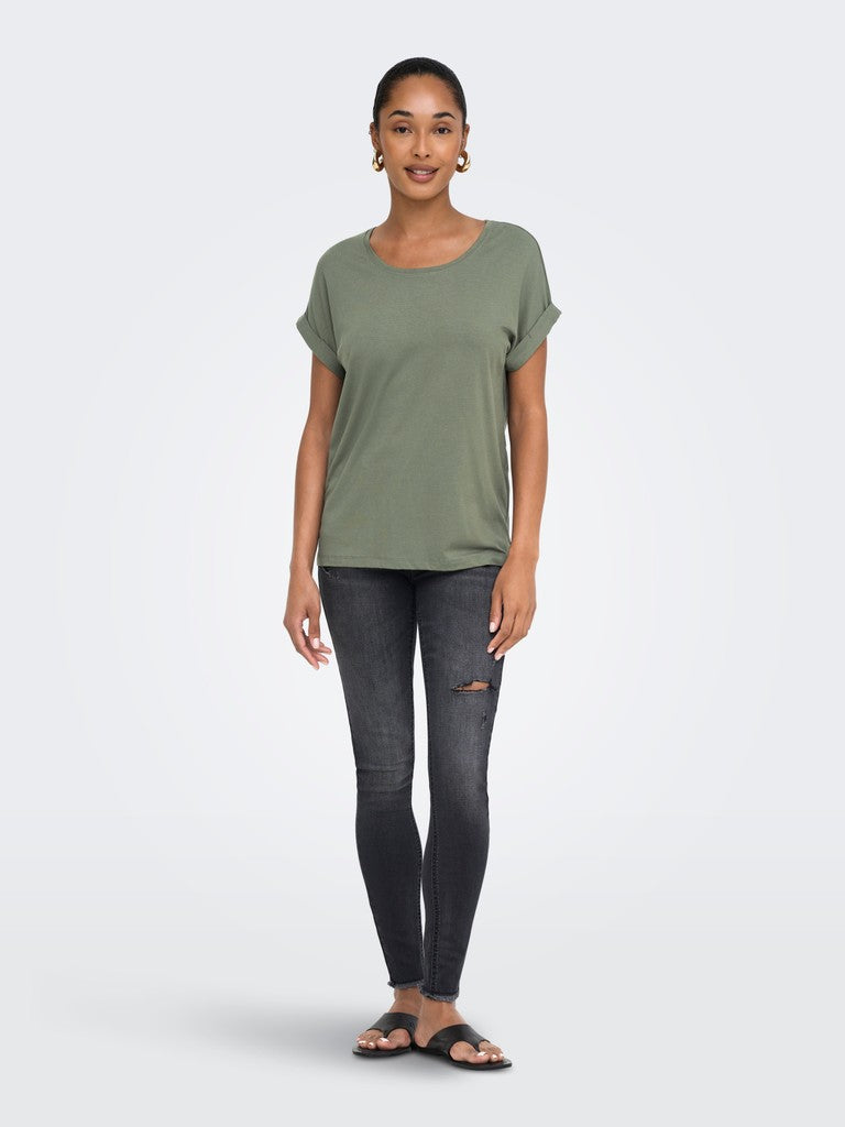 Onlmoster S/s O-neck Top Noos Jrs - Olijf