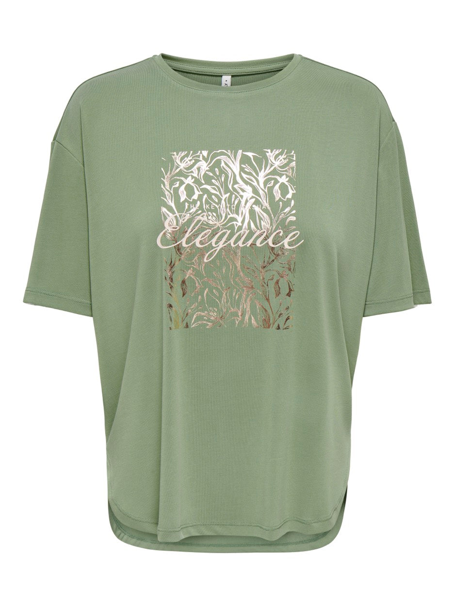 Onlfree Life S/s Botanical Top Box - Oud Groen