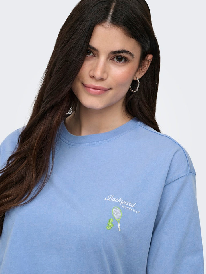 Onlshania S/s Print Top Box Jrs - Lichtblauw