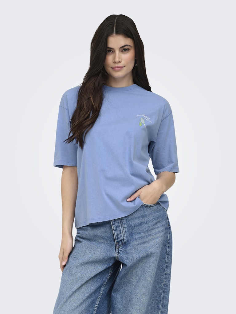 Onlshania S/s Print Top Box Jrs - Lichtblauw