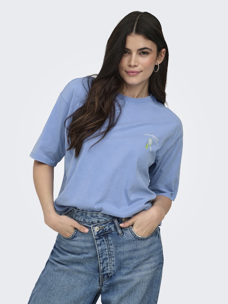 Onlshania S/s Print Top Box Jrs - Lichtblauw