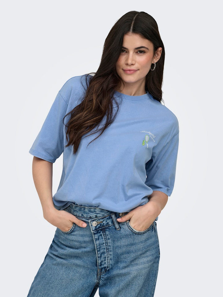 Onlshania S/s Print Top Box Jrs - Lichtblauw