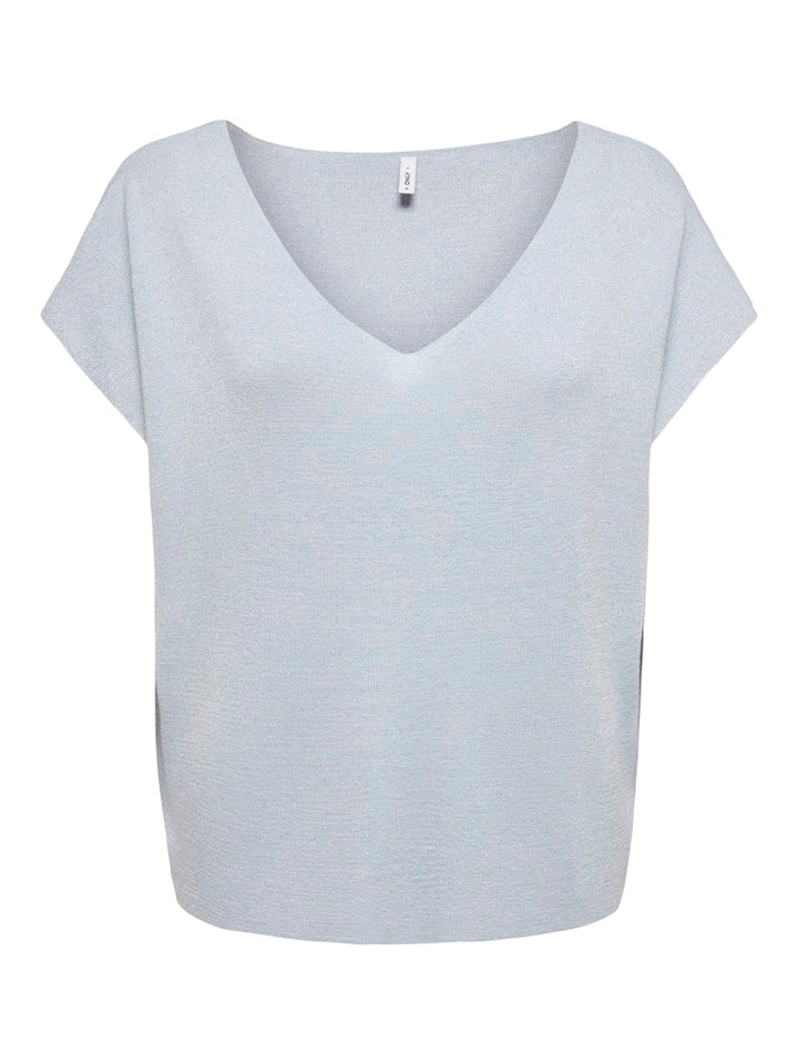 Onlshina Ss Glitter V-neck Cs Knt - Lichtblauw