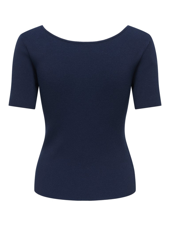 Jdynanna S/s Revers Lace Pullover Knt - Navy