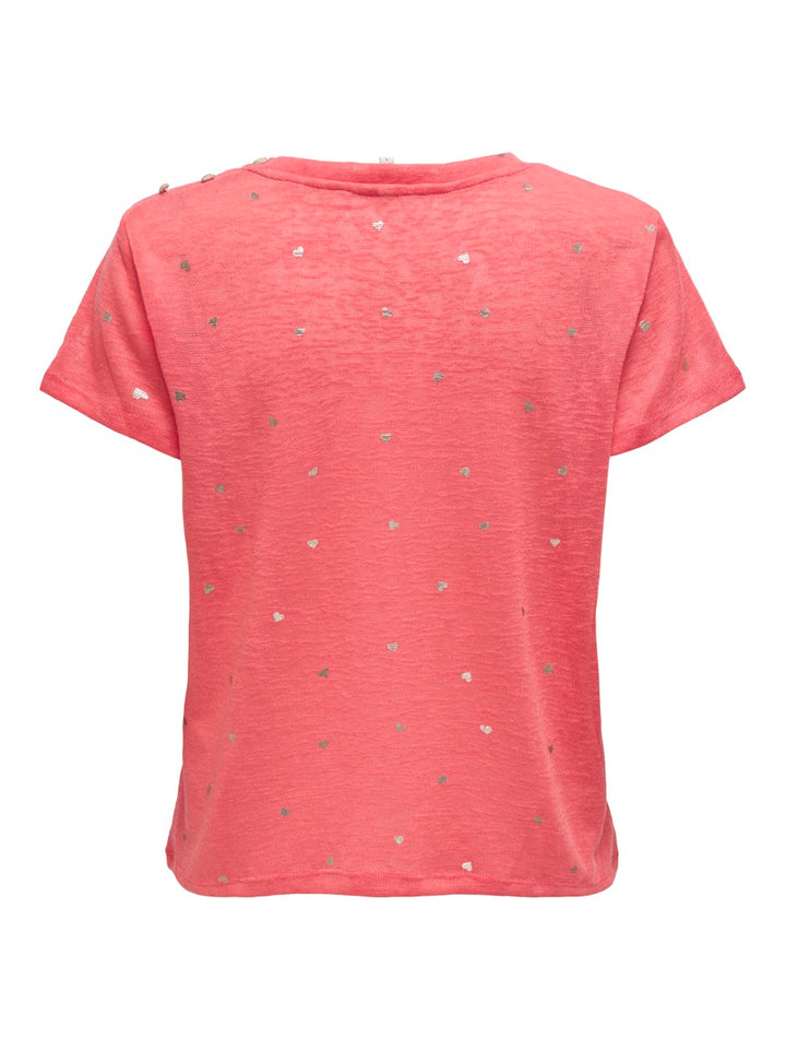 Onlstephi S/s Aop V-neck Top Jrs - Koraal Rood