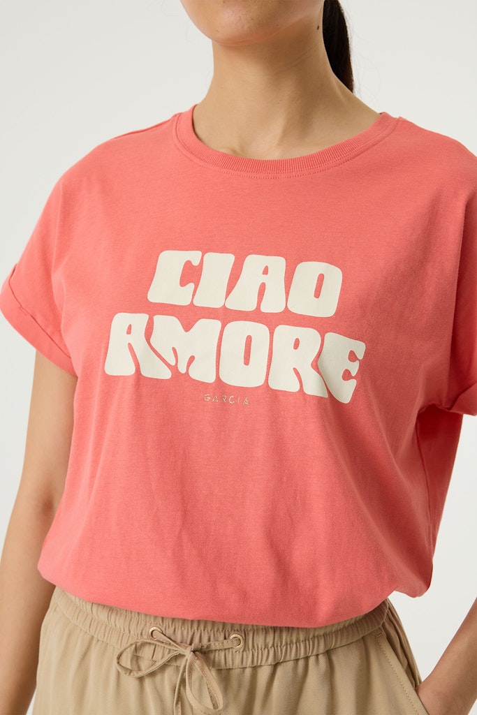 Garcia - Korte mouw T-shirts - 4339.42.0014 - Koraal Rood