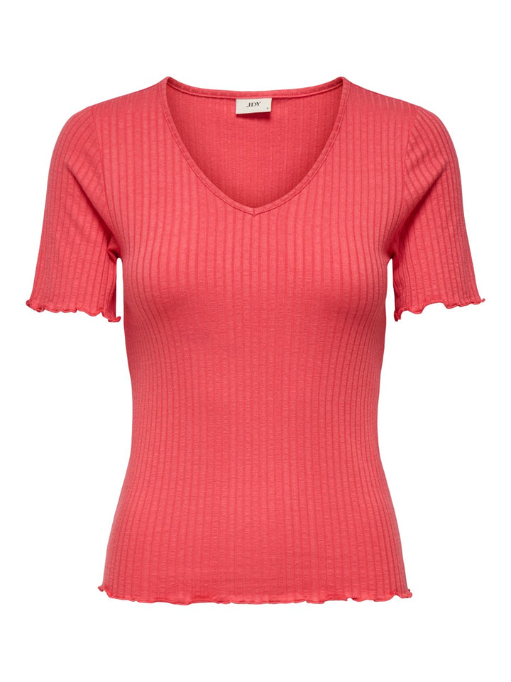 Jdyfransiska S/s Solid Top Jrs - Koraal Rood