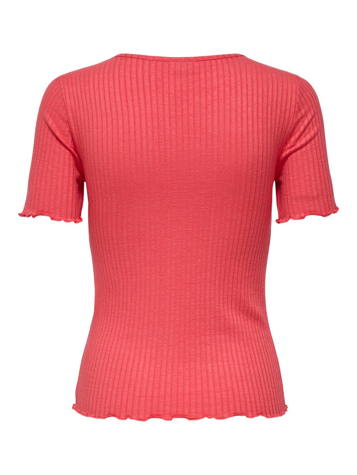 Jdyfransiska S/s Solid Top Jrs - Koraal Rood