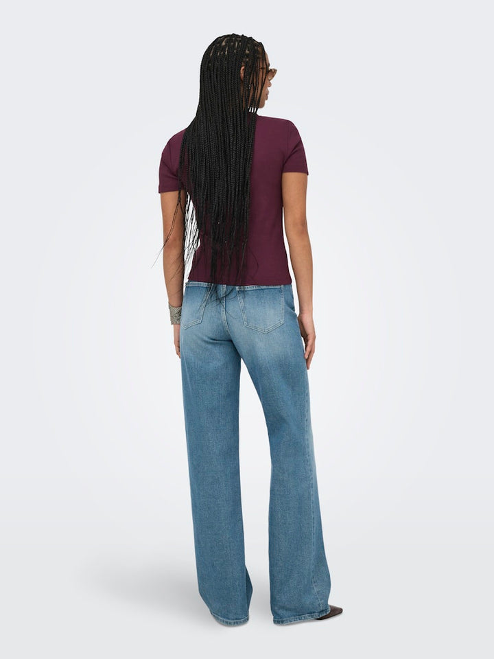 Onlval Ss O-neck Solid - Bordeaux