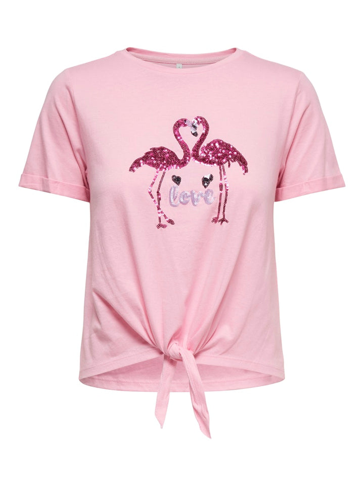 Onldora S/s Knot Fold-up Top Jrs - Licht Roze