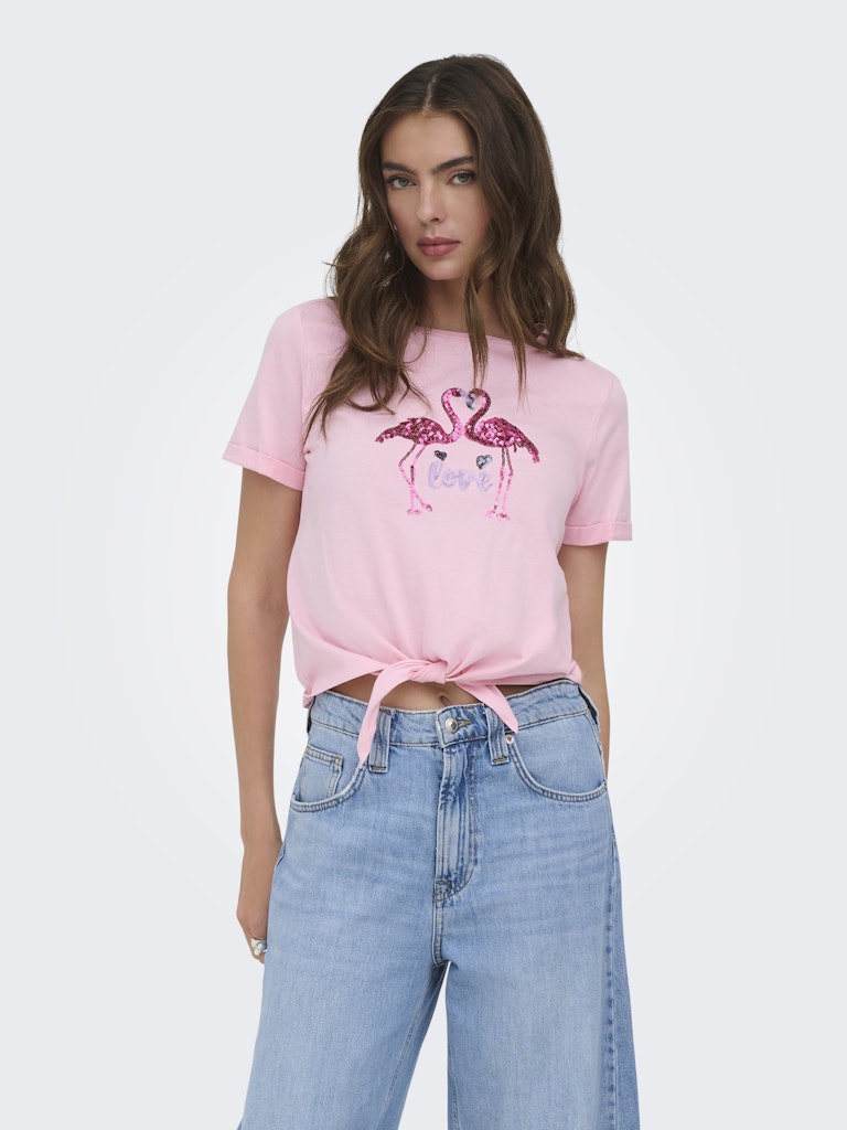 Onldora S/s Knot Fold-up Top Jrs - Licht Roze