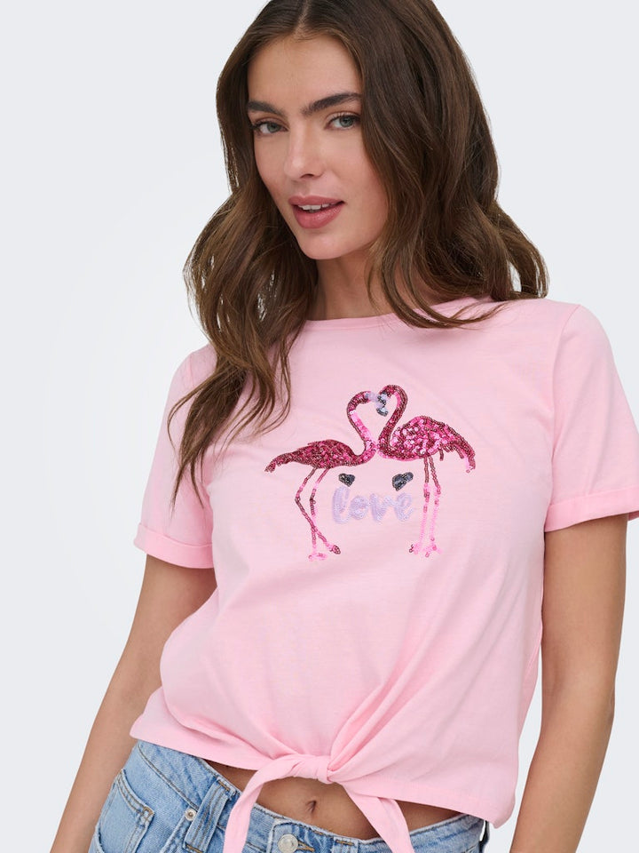 Onldora S/s Knot Fold-up Top Jrs - Licht Roze