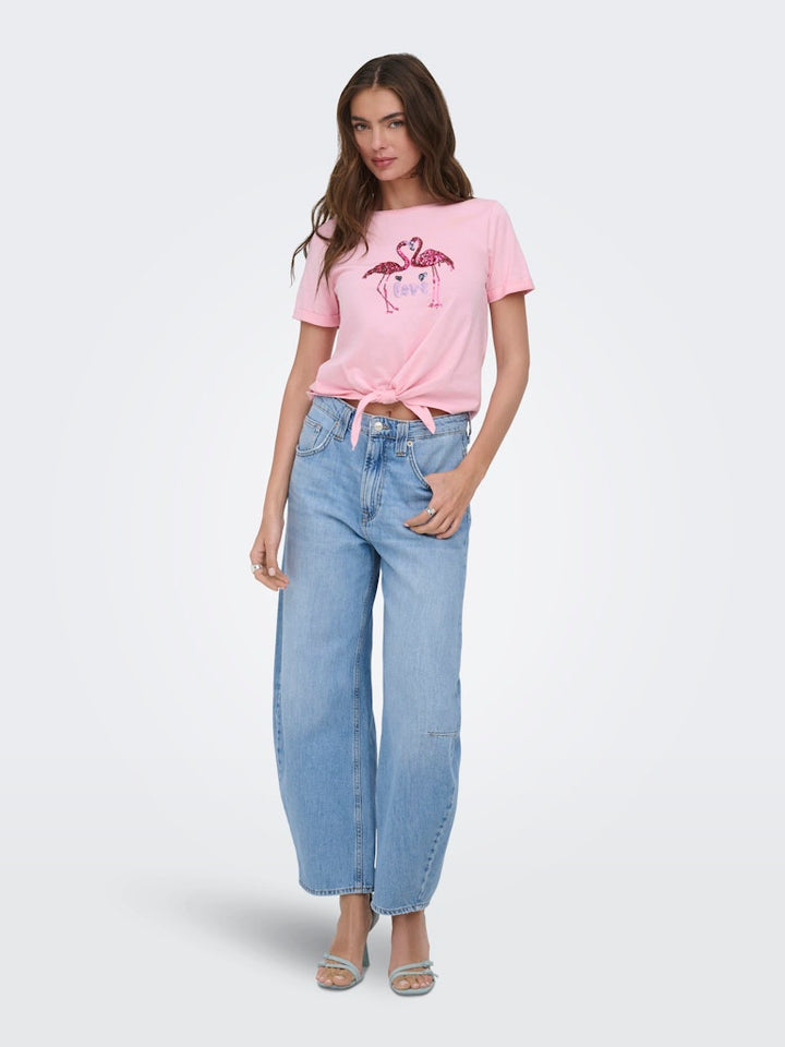 Onldora S/s Knot Fold-up Top Jrs - Licht Roze
