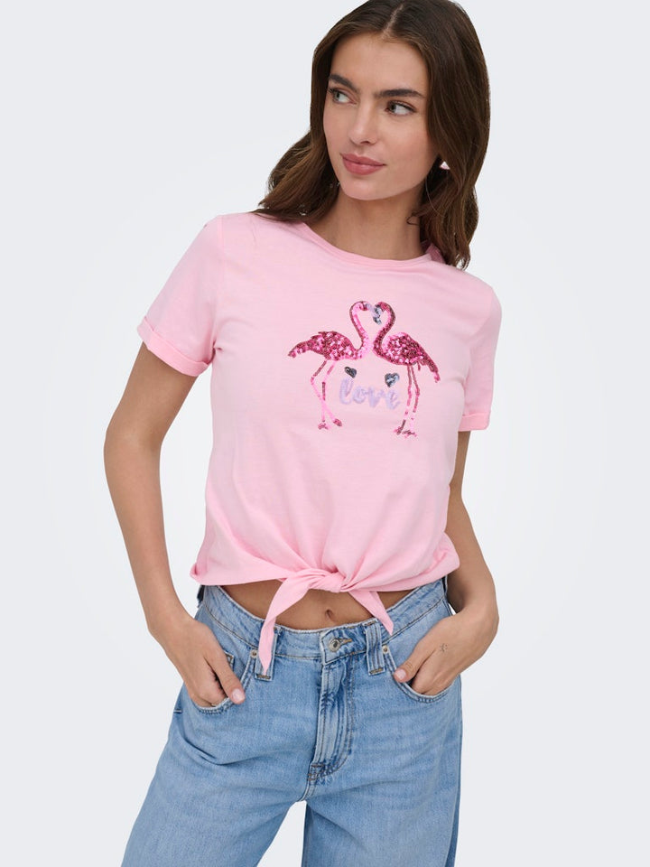 Onldora S/s Knot Fold-up Top Jrs - Licht Roze