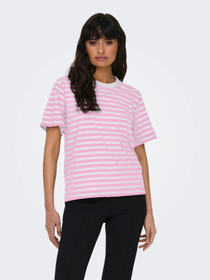 Onllivina Life S/s Stripe Tee Jrs Noos - Roze Dessin