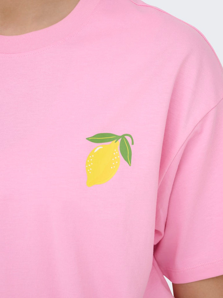 Onlelle S/s Printed Tee Cs Jrs - Roze Dessin