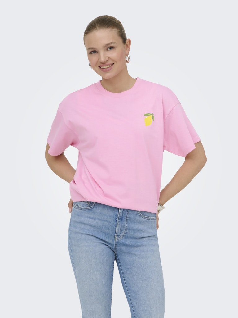 Onlelle S/s Printed Tee Cs Jrs - Roze Dessin