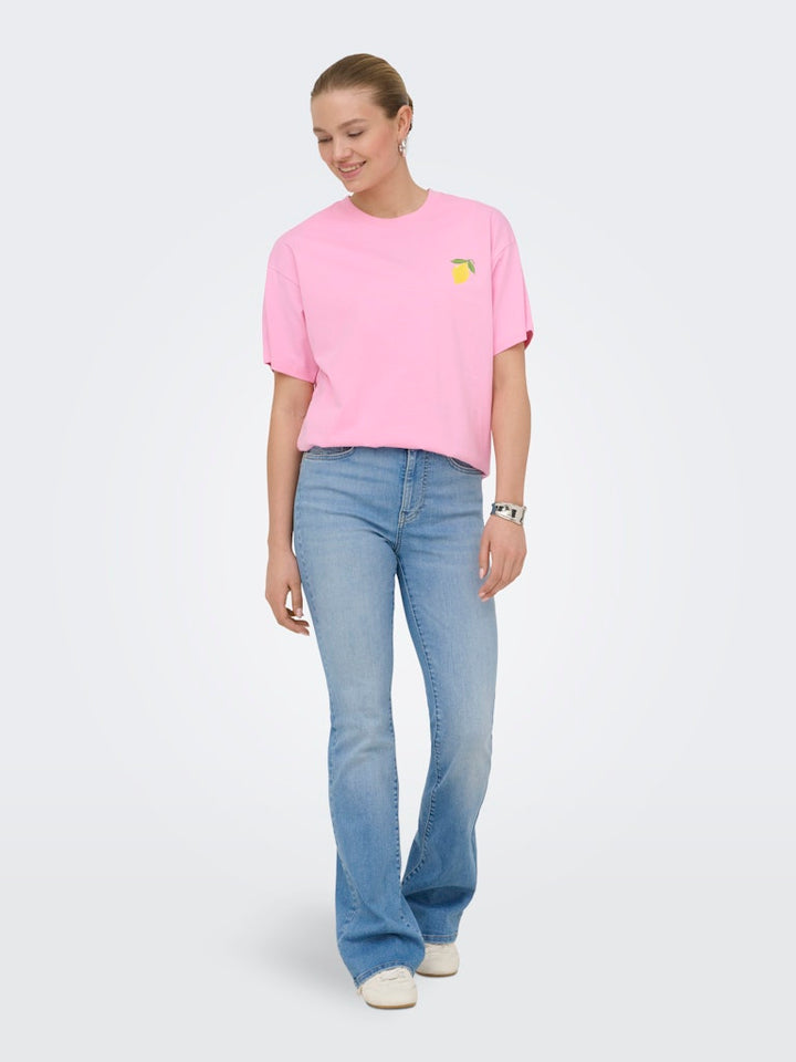 Onlelle S/s Printed Tee Cs Jrs - Roze Dessin