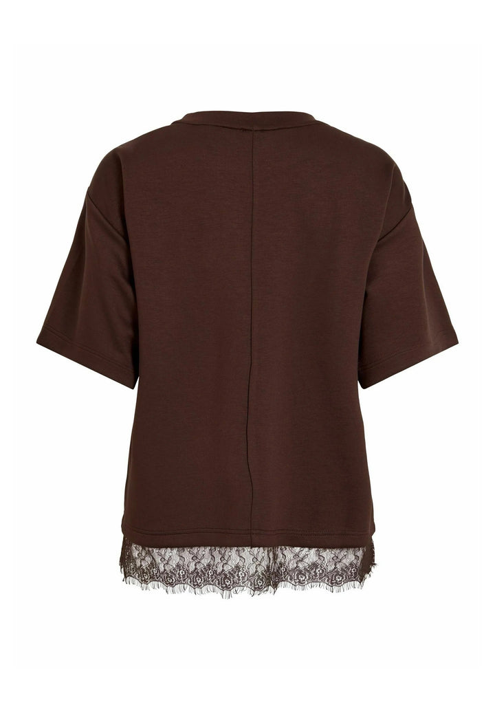 Vmsara Mette Lace Ss T-shirt - Bruin