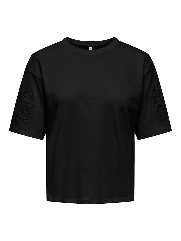 Onltally S/s Round Neck Box Top Jrs - Zwart