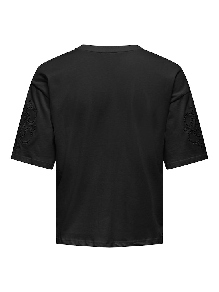Onltally S/s Round Neck Box Top Jrs - Zwart