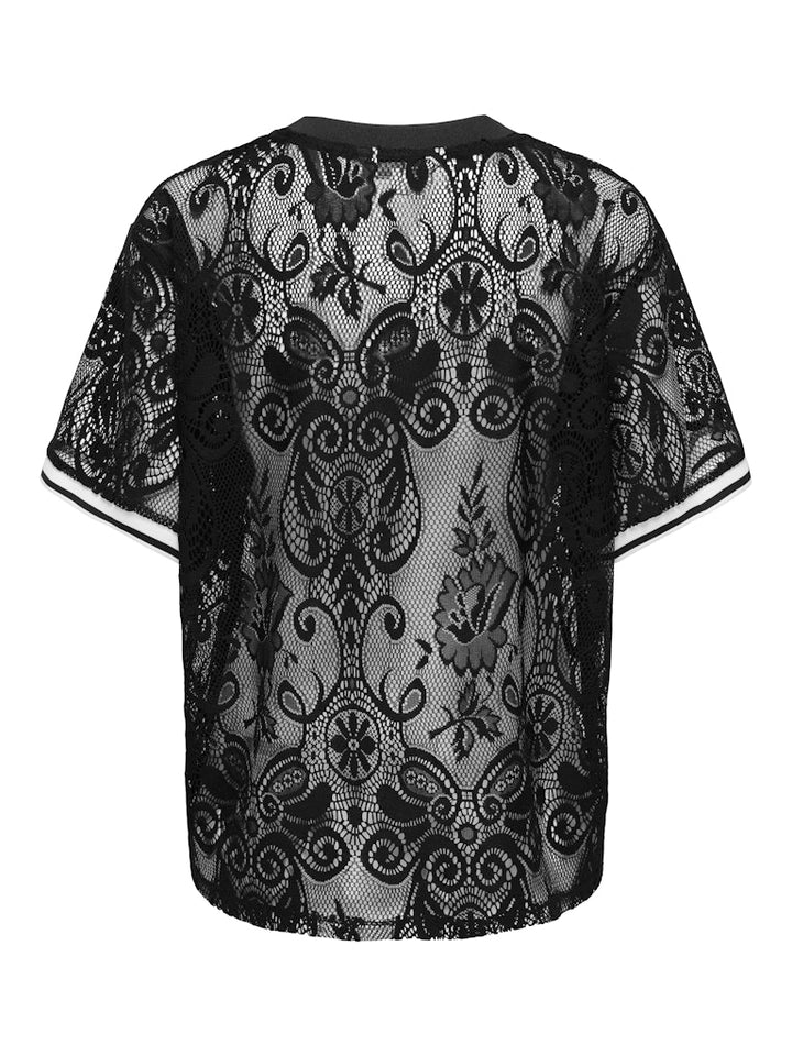 Onljules S/s Lace Top Wvn - Zwart