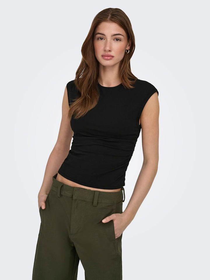 Onlmira Capsl Ruching Top Jrs Noos - Zwart