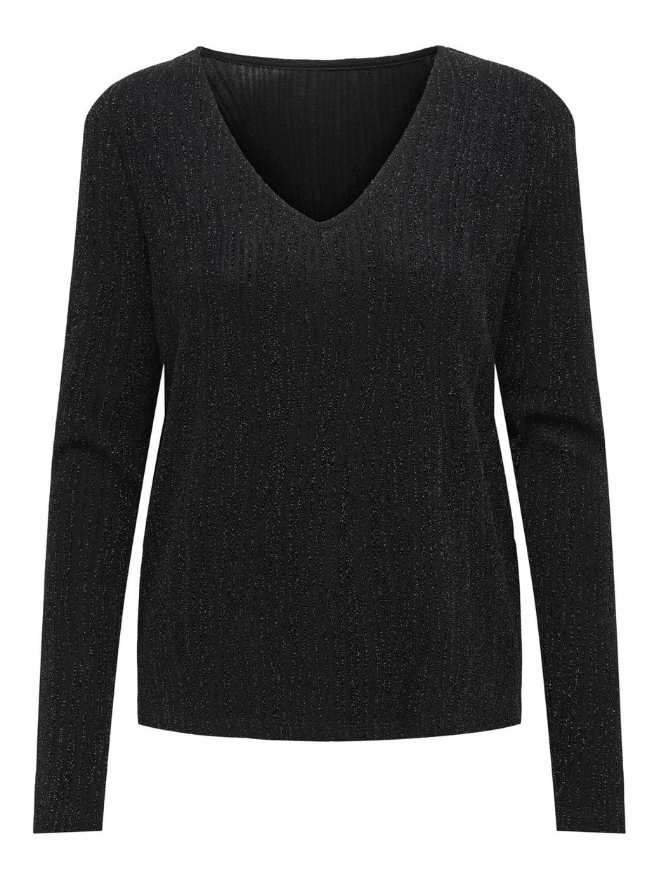 Onlcarol L/s 2-way Glitter Mix Top - Zwart