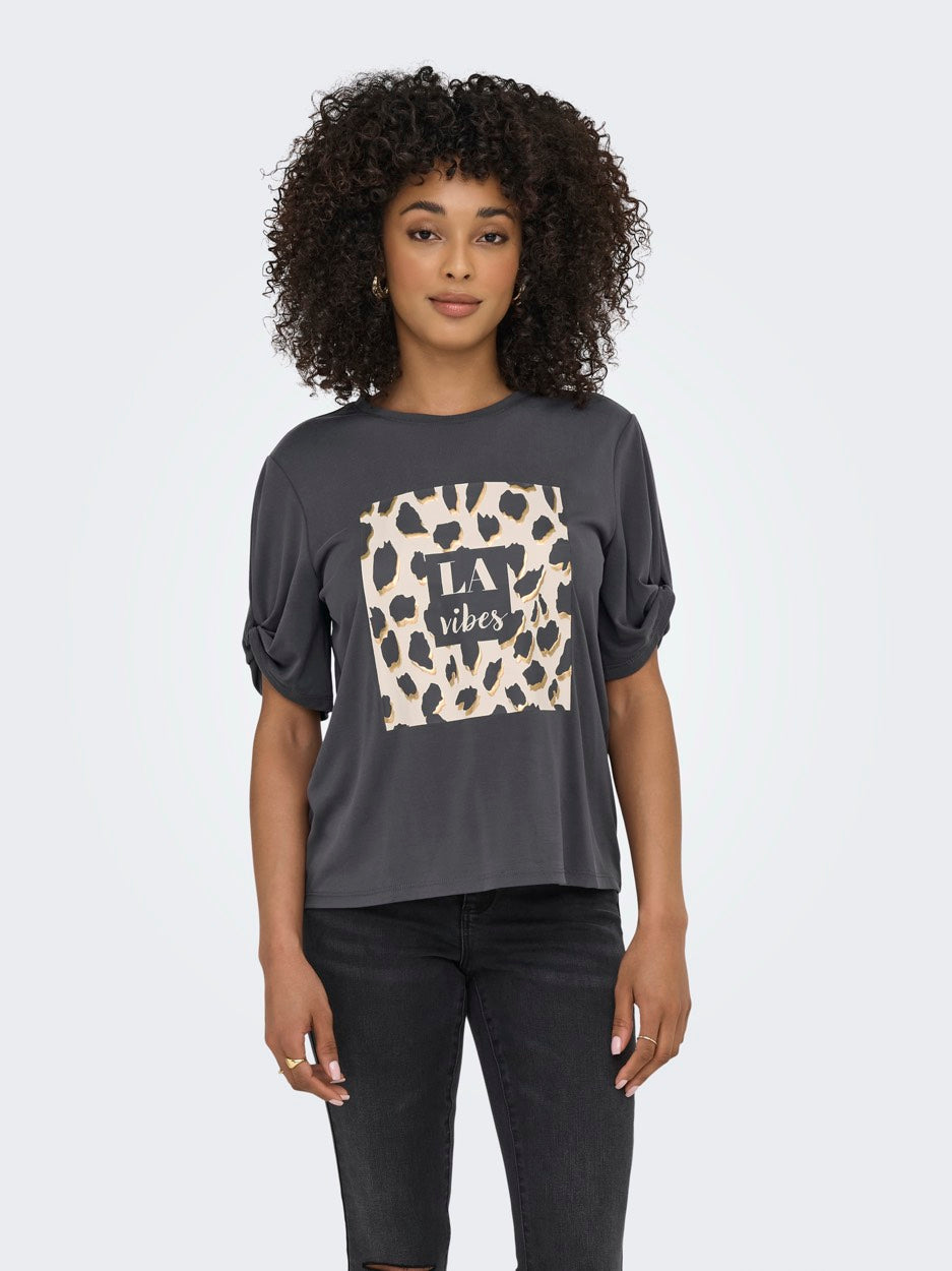 Onlfree Life S/s Create Top Box Jrs - Antraciet