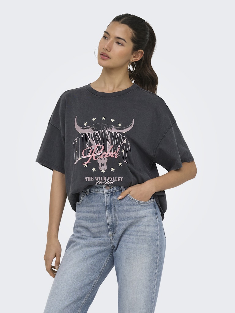 Onlmila S/s Print Box Cs Jrs - Grijs Dessin