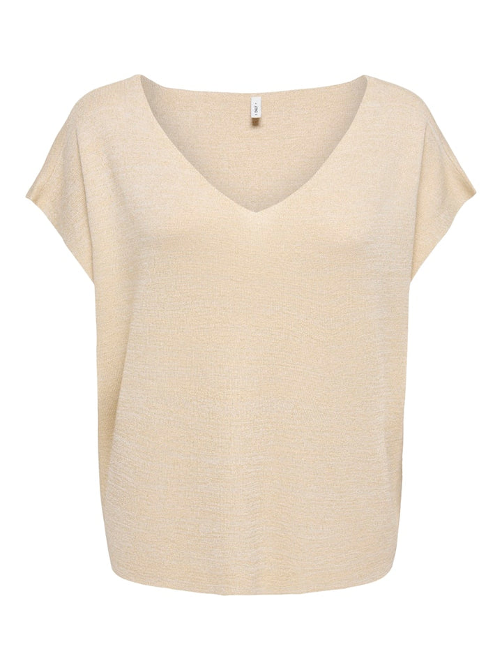 Onlshina Ss Glitter V-neck Cs Knt - Goudkleurig