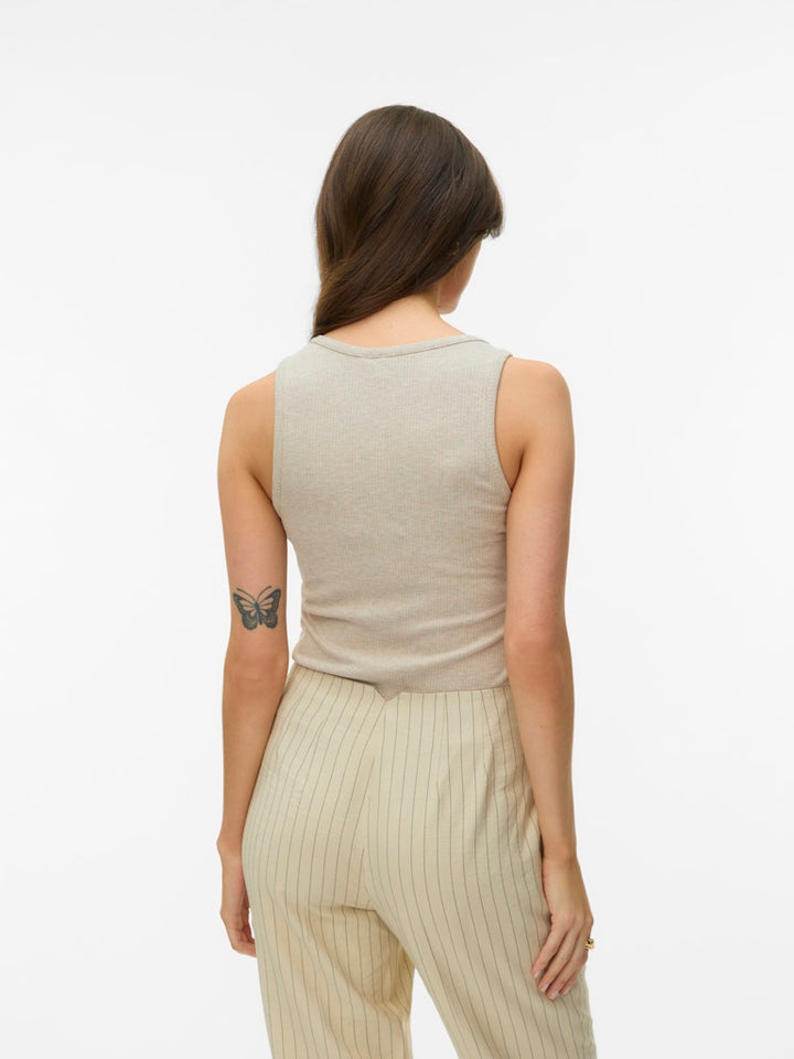 Vmkiki S/l O-neck Top Jrs Btq - Zand