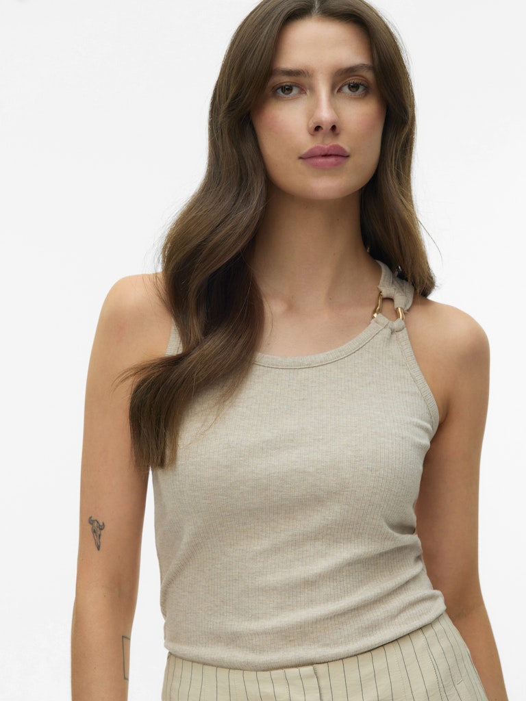 Vmkiki S/l O-neck Top Jrs Btq - Zand