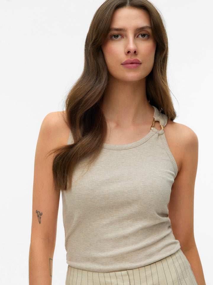 Vmkiki S/l O-neck Top Jrs Btq - Zand