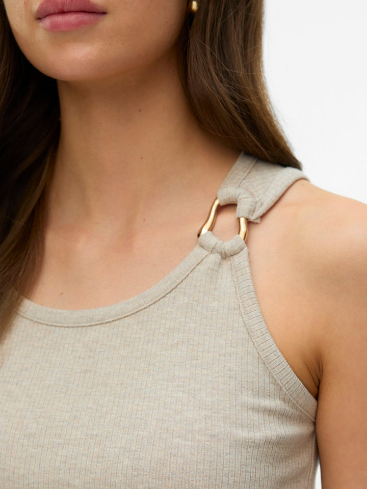 Vmkiki S/l O-neck Top Jrs Btq - Zand