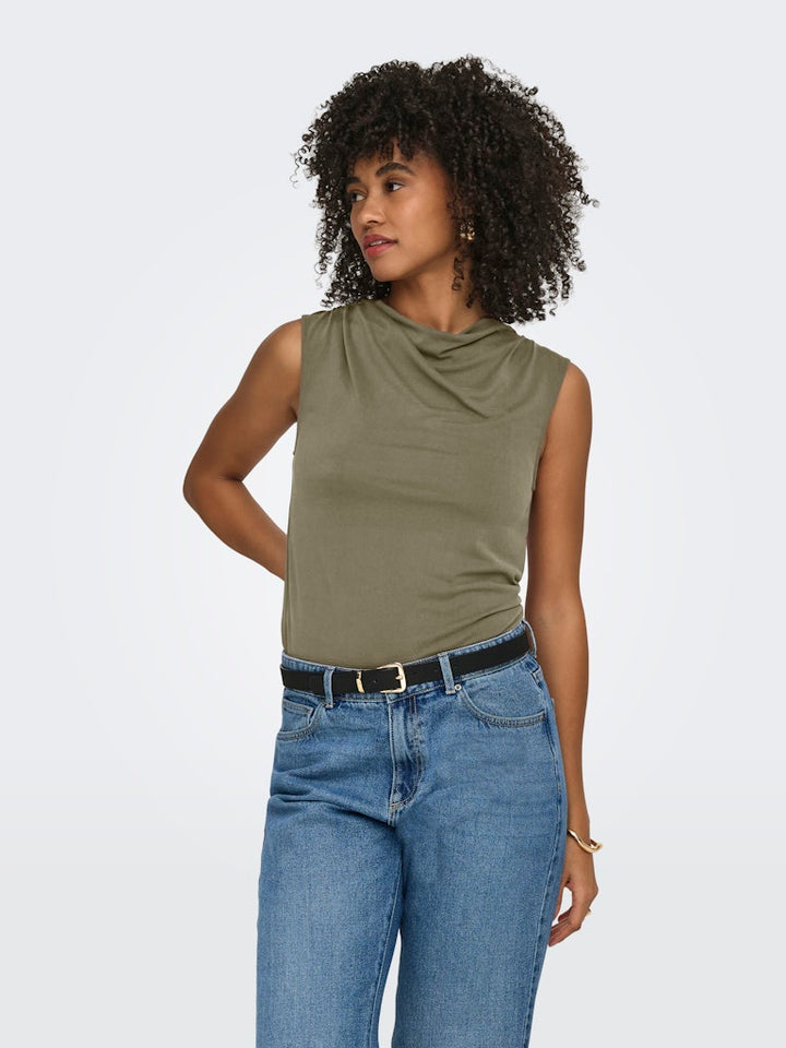 Onlhannah S/l Waterfall Top Jrs - Olijf