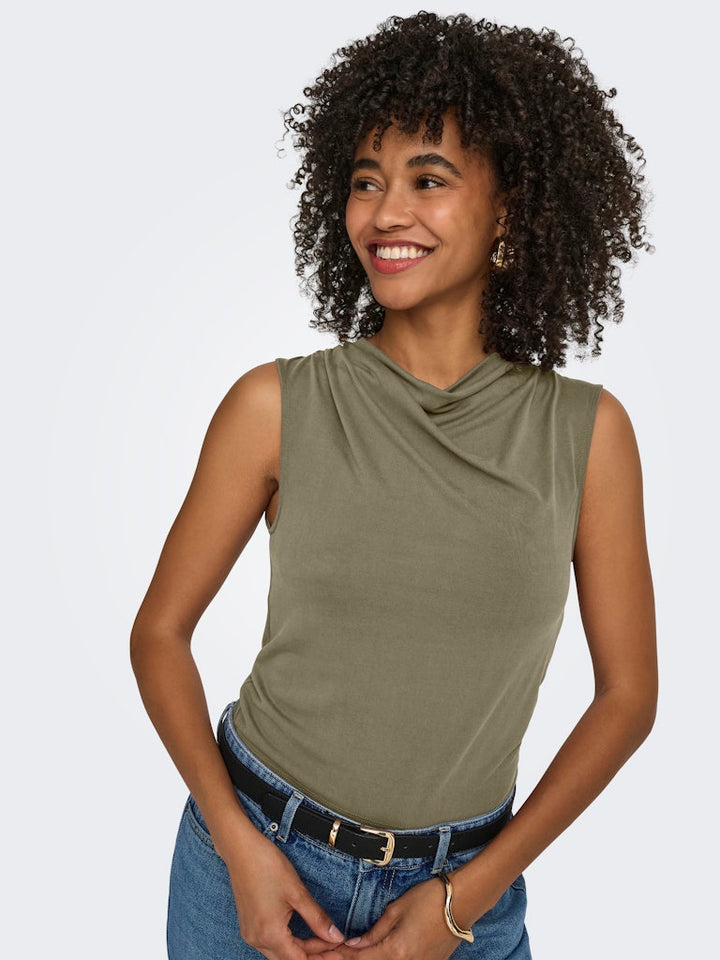 Onlhannah S/l Waterfall Top Jrs - Olijf