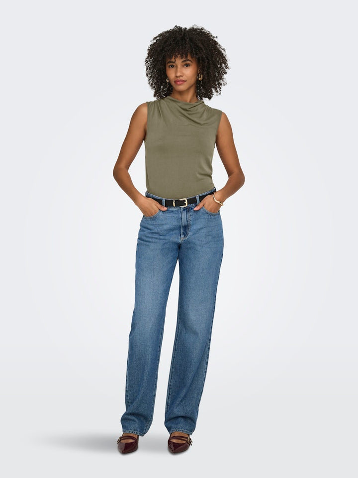 Onlhannah S/l Waterfall Top Jrs - Olijf