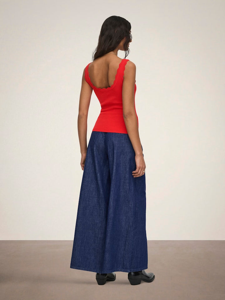 Jdynanna S/l Scallop Edge Top Knt Noos - Rood