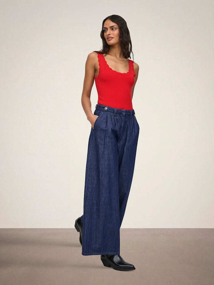 Jdynanna S/l Scallop Edge Top Knt Noos - Rood